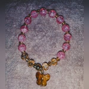 The Queenz Pink Bracelet with Butterfly Charm